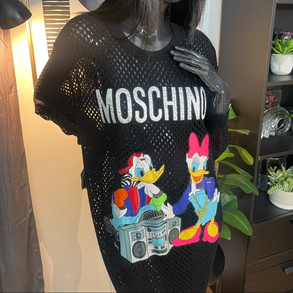 Moschino x H&M Donald & Daisy Duck Merino Wool Mesh Knit Dress - Picture 4 of 9